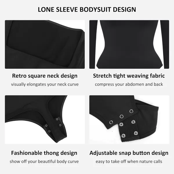 Tummy Control Bodysuit for WomenThong Seamless Long Sleeve Shapewear for Women-2024 Shirt Tops