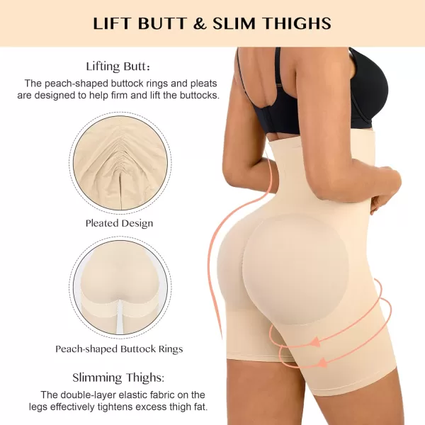 Tummy Control Shapewear Shorts High Waisted Butt Lifting Body Shaper for Women Thigh Slimming