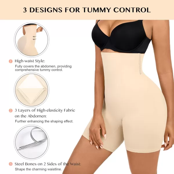 Tummy Control Shapewear Shorts High Waisted Butt Lifting Body Shaper for Women Thigh Slimming