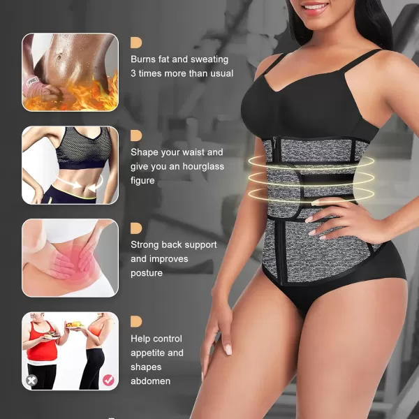 Waist Trainer for Women Long Torso Sauna Workout Double Belt With Zipper 7 Steel Bones