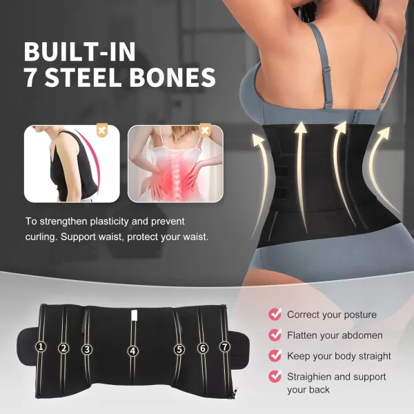 Waist Trainer for Women Long Torso Sauna Workout Double Belt With Zipper 7 Steel Bones