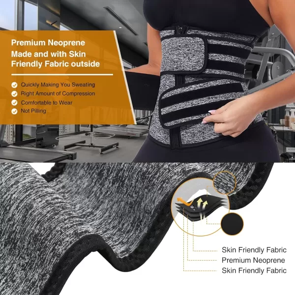 Waist Trainer for Women Long Torso Sauna Workout Double Belt With Zipper 7 Steel Bones)