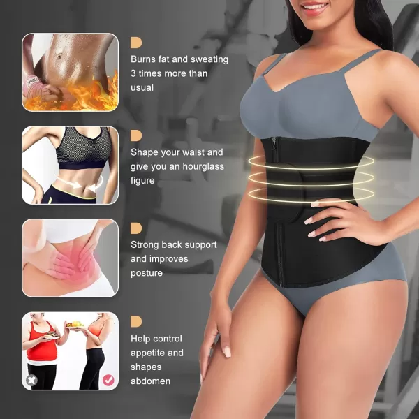 Waist Trainer for Women Long Torso Sauna Workout Double Belt With Zipper 7 Steel Bones