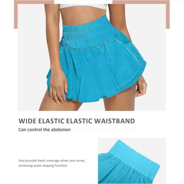 Womens High Waisted Athletic Shorts Elastic Casual Summer Culottes Running Shorts Quick Dry Gym Workout Skirt