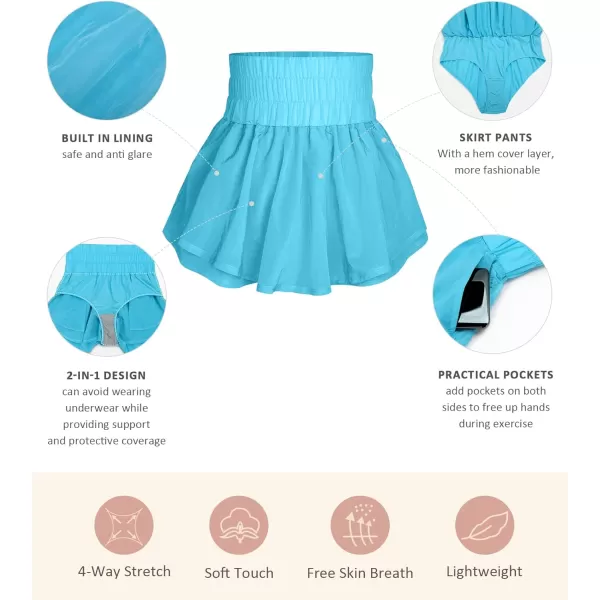 Womens High Waisted Athletic Shorts Elastic Casual Summer Culottes Running Shorts Quick Dry Gym Workout Skirt