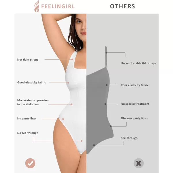 Women's Tummy Control Square Neck Sleeveless Thong Bodysuit Seamless Backless Ribbed Going Out Tank Tops Bodysuits