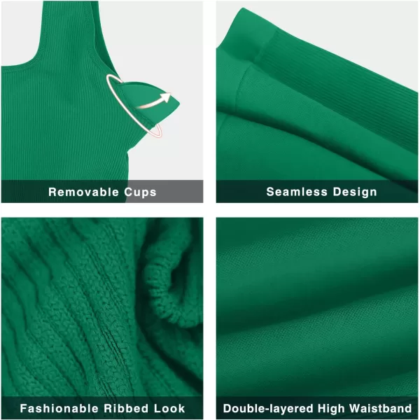 Workout Sets for Women 2 Piece Outfits Seamless Ribbed Sport Bra High Waist Shorts Reg &amp; Plus Size