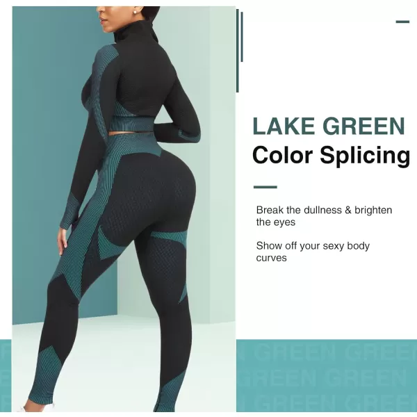 Workout Sets for Women-2 Piece Seamless Yoga Outfit High Waist Leggings Crop Top Gym Sets