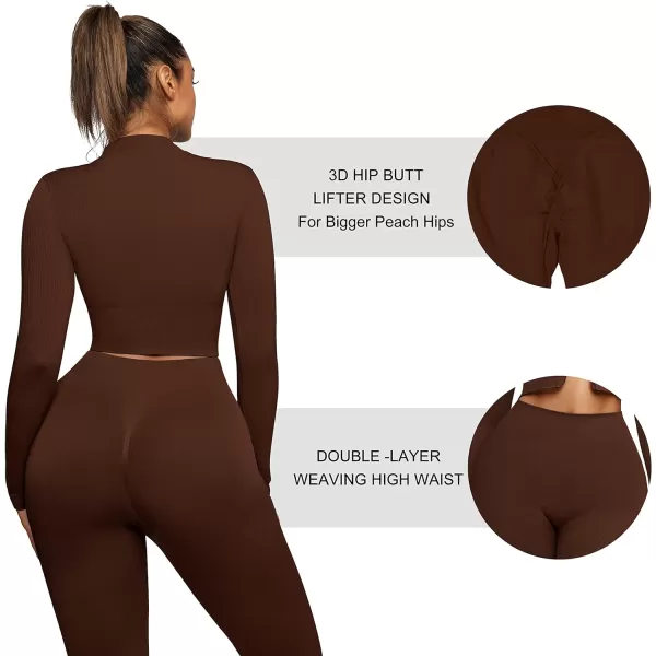 Workout Sets for Women-2 Piece Seamless Yoga Outfit High Waist Leggings Crop Top Gym Sets