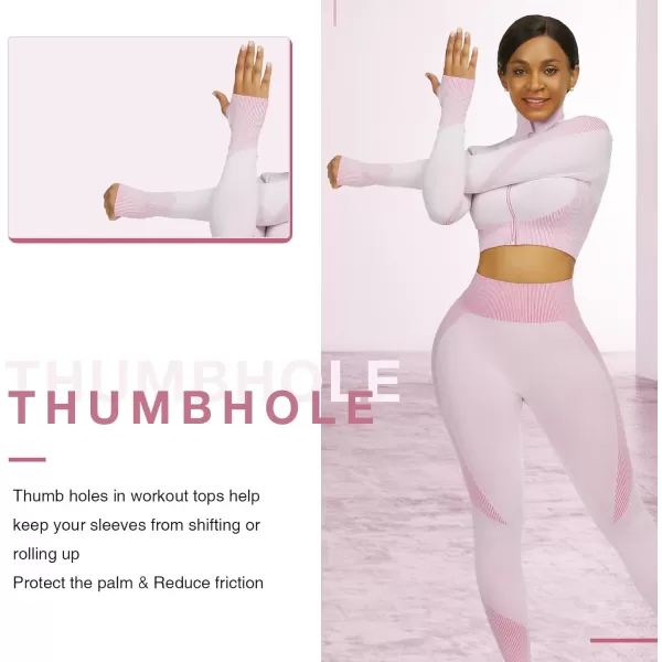 Workout Sets for Women-2 Piece Seamless Yoga Outfit High Waist Leggings Crop Top Gym Sets