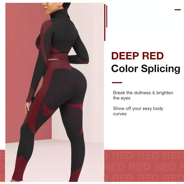 Workout Sets for Women-2 Piece Seamless Yoga Outfit High Waist Leggings Crop Top Gym Sets