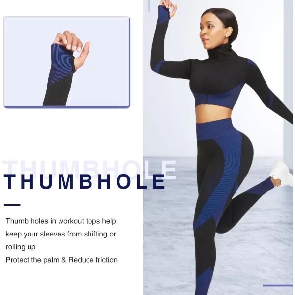 Workout Sets for Women-2 Piece Seamless Yoga Outfit High Waist Leggings Crop Top Gym Sets