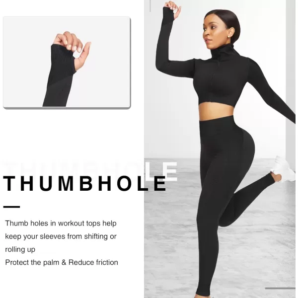 Workout Sets for Women-2 Piece Seamless Yoga Outfit High Waist Leggings Crop Top Gym Sets