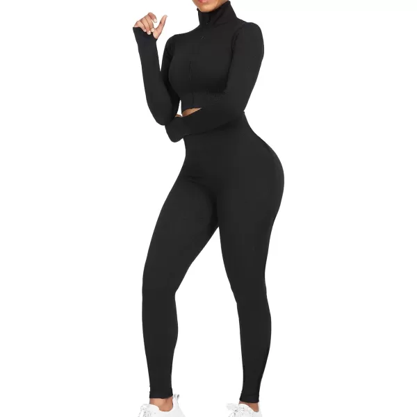 Workout Sets for Women-2 Piece Seamless Yoga Outfit High Waist Leggings Crop Top Gym Sets