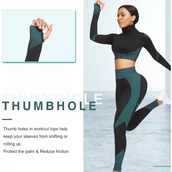 Workout Sets for Women-2 Piece Seamless Yoga Outfit High Waist Leggings Crop Top Gym Sets