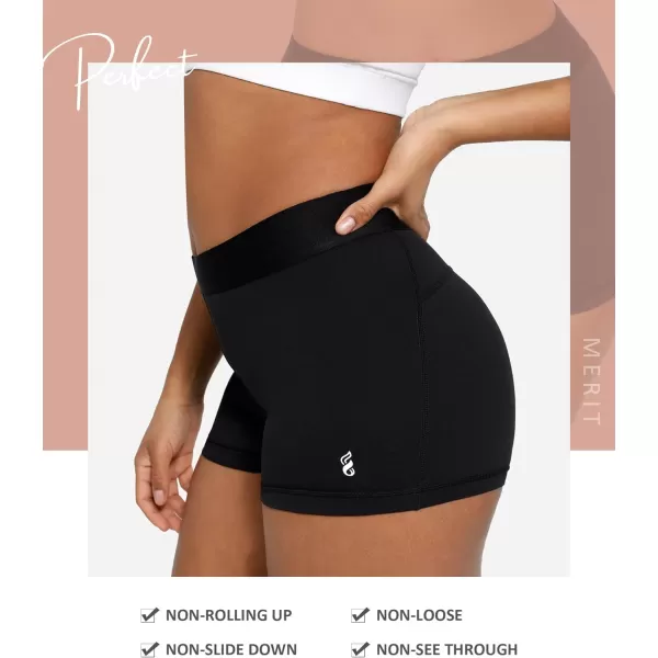 Workout Shorts for Women Mid Waist Tummy Control Wide Waistband Shorts Athletic Shorts