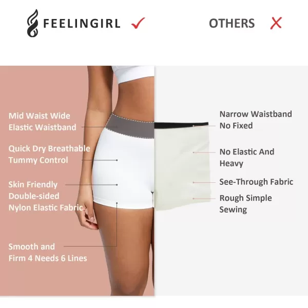 Workout Shorts for Women Mid Waist Tummy Control Wide Waistband Shorts Athletic Shorts