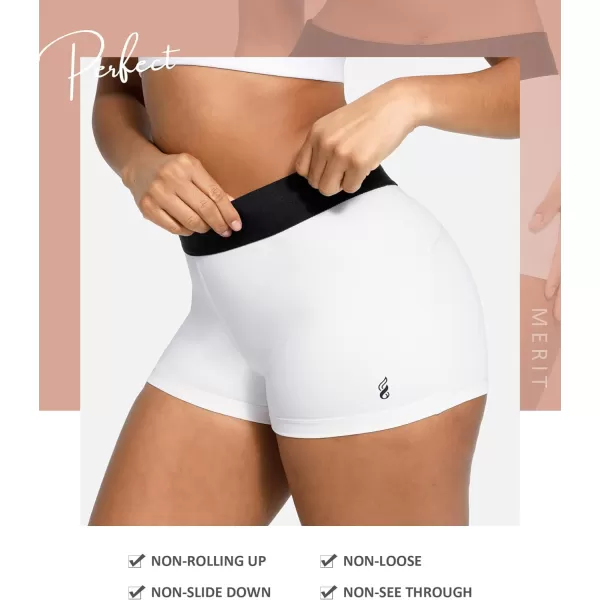 Workout Shorts for Women Mid Waist Tummy Control Wide Waistband Shorts Athletic Shorts