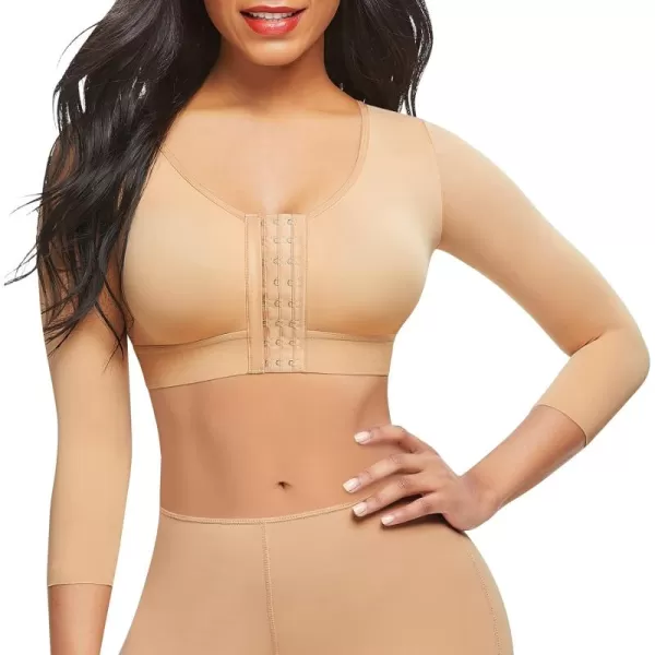 Arm Shaper for Women Post Surgery Arm Lipo Compression Sleeves Slimming Arm Faja Front Closure Shapewear Bra