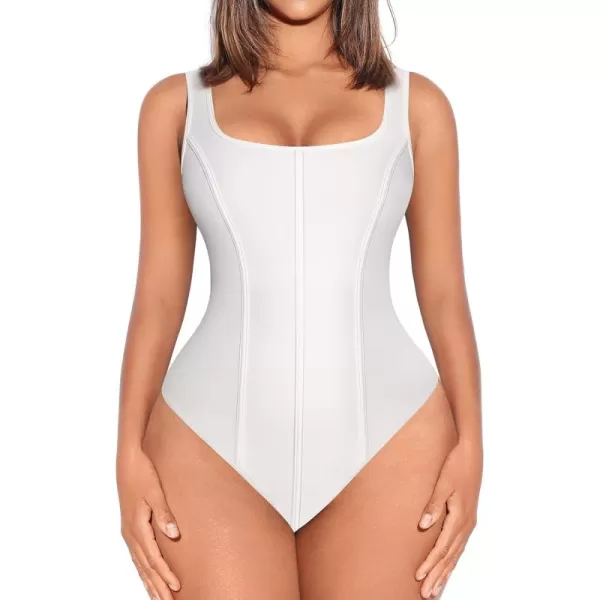 Bodysuit for Women Tummy Control Thong Body Shaper Tops Square Neck Body Suit Tshirt Slimming Going Out Bodysuits