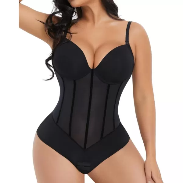 Bodysuit for Women Tummy Control Thong Sheer Mesh Corset Top Backless Party Evening Dress White Wedding Bodysuits