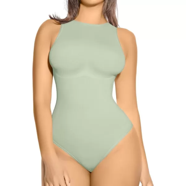 Bodysuits for Women Tummy Control Thong Seamless Leotard High Neck Racerback Tank Tops with Snap