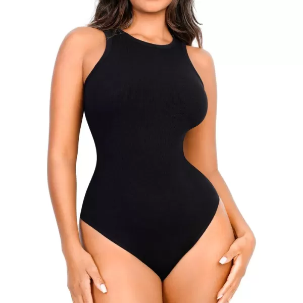 Built-in Bra Bodysuits for Women Sleeveless Ribbed Thong Bodysuit Summer Going Out Tank Tops