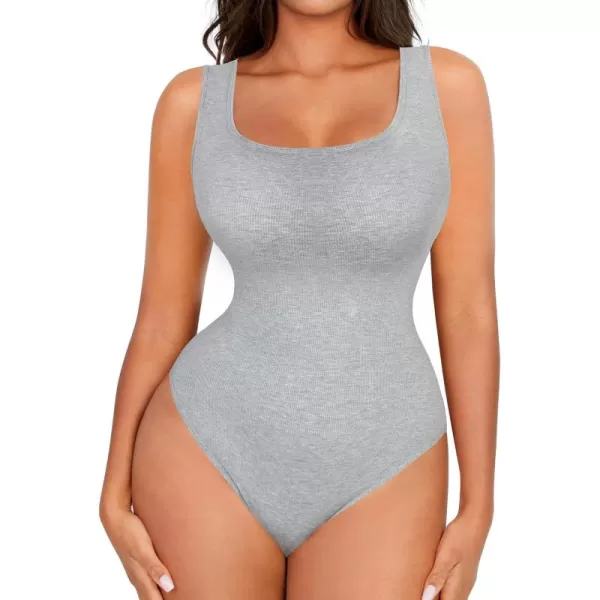 Built-in Bra Bodysuits for Women Sleeveless Ribbed Thong Bodysuit Summer Going Out Tank Tops