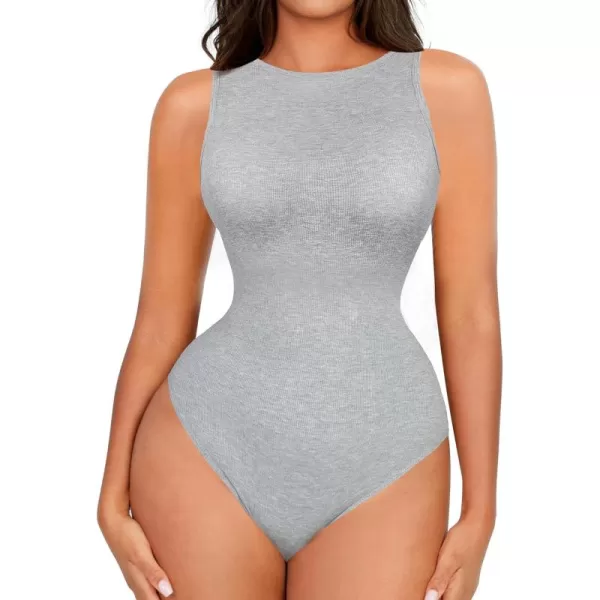 Built-in Bra Bodysuits for Women Sleeveless Ribbed Thong Bodysuit Summer Going Out Tank Tops