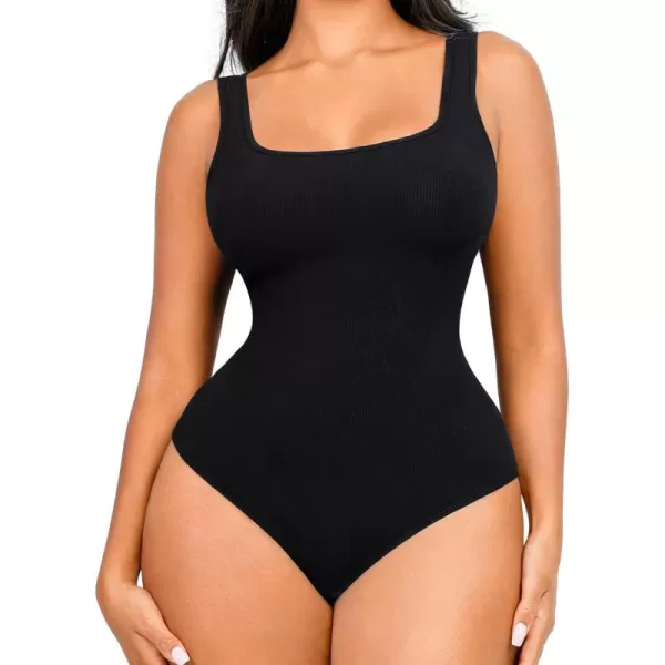 Built-in Bra Bodysuits for Women Sleeveless Ribbed Thong Bodysuit Summer Going Out Tank Tops