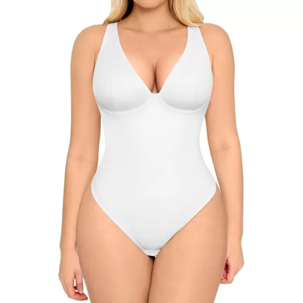 Deep V Neck Bodysuits for Women Tummy Control Body Shaper Sleeveless Cross Back Tank Tops Body Suits Thong