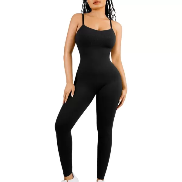 Jumpsuits for Women One Piece Spaghetti Straps Scoop Neck Bodycon Seamless Ribbed Casual Workout Romper Playsuit