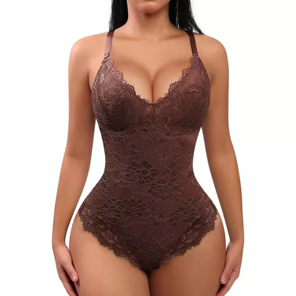Lace Bodysuit for Women Tummy Control Shapewear V-Neck Sleeveless Tops Backless Camisole Jumpsuit