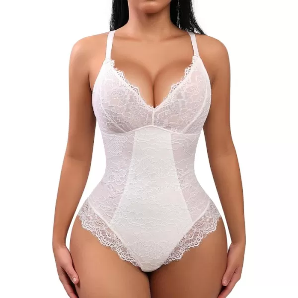 Lace Bodysuit for Women Tummy Control Shapewear V-Neck Sleeveless Tops Backless Camisole Jumpsuit