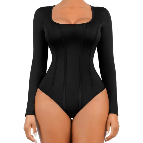 Long Sleeve Bodysuit for Women Tummy Control Thong Tops Square Neck Body Suit Short Sleeve Going Out Bodysuits