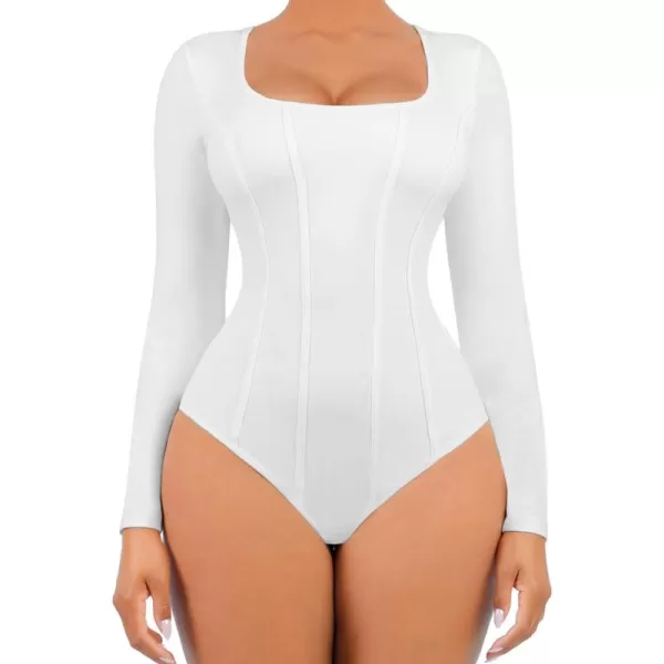 Long Sleeve Bodysuit for Women Tummy Control Thong Tops Square Neck Body Suit Short Sleeve Going Out Bodysuits