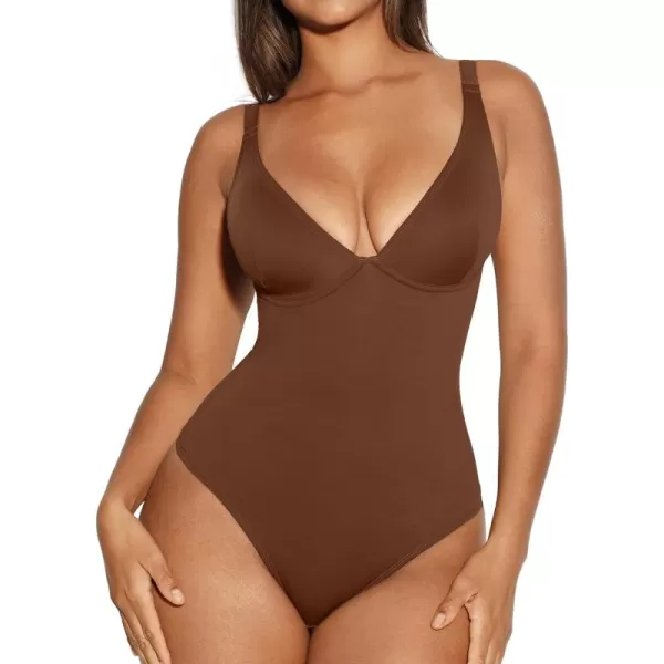 Shapewear Bodysuits for Women Tummy Control Body Suits Deep V Neck Thong Body Shaper