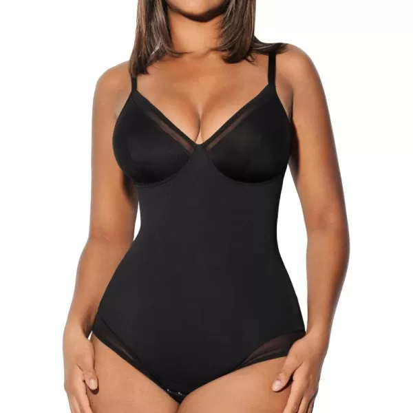 Shapewear Bodysuits for Women Tummy Control Mesh Slimmer Body Suits Deep V Neck Thong Body Shaper 2024