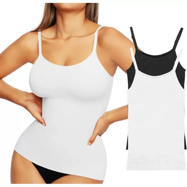 Shapewear Tank Tops for Women Tummy Control Camisoles Seamless Compression Cami Shaper Pack of 2