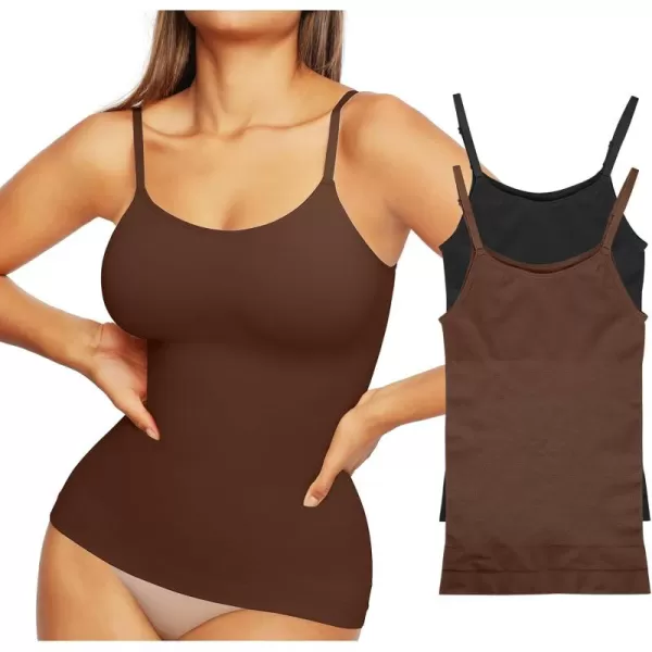 Shapewear Tank Tops for Women Tummy Control Camisoles Seamless Compression Cami Shaper Pack of 2