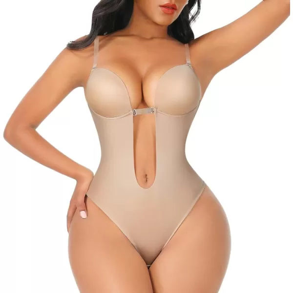 Shapewear for Women Plus Size Backless Built-in Bra Body Shaper Seamless Faja with Open Crotch