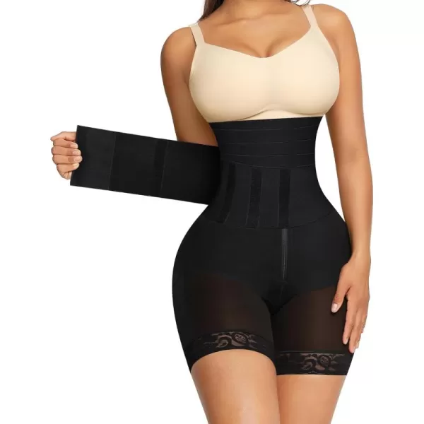 Shapewear for Women Tummy Control Faja Butt Lifter Body Shaper Thigh Slimmer Shorts with Removable Waist Wrap