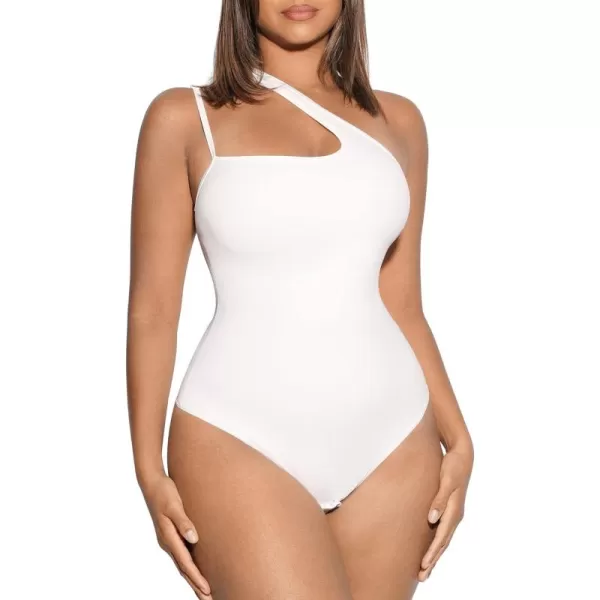 Sleeveless Thong Bodysuit for Women One Shoulder Cutout Front Tummy Control Body Suit Tank Tops