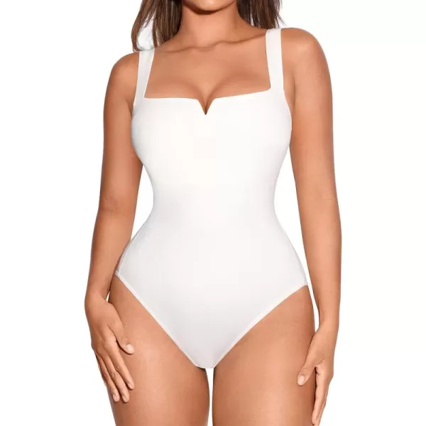 Square Neck Bodysuit for Women Short Sleeve/Sleeveless Tummy Control Slimming Bodysuit Going Out Tank Tops
