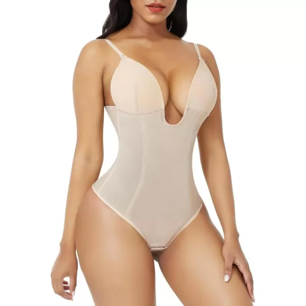 Thong Shapewear Bodysuit for Women Tummy Control Body Shaper U Plunge Fajas Colombianas Waist Trainer Corset