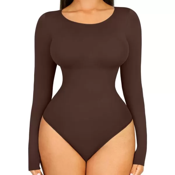 Tummy Control Bodysuit for WomenThong Seamless Long Sleeve Shapewear for Women-2024 Shirt Tops
