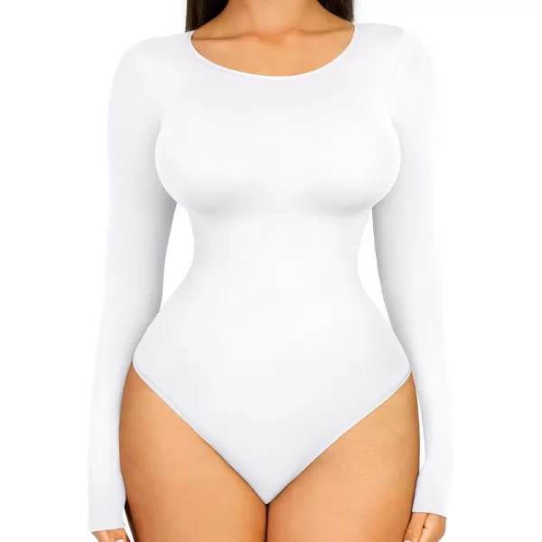 Tummy Control Bodysuit for WomenThong Seamless Long Sleeve Shapewear for Women-2024 Shirt Tops
