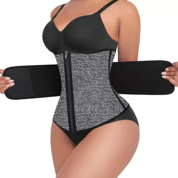 Waist Trainer for Women Long Torso Sauna Workout Double Belt With Zipper 7 Steel Bones