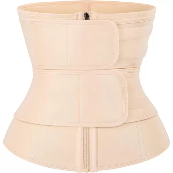 Waist Trainer for Women Long Torso Sauna Workout Double Belt With Zipper 7 Steel Bones)