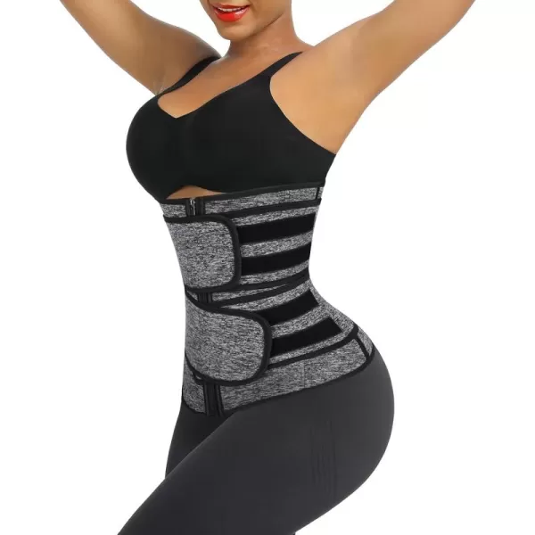Waist Trainer for Women Long Torso Sauna Workout Double Belt With Zipper 7 Steel Bones)